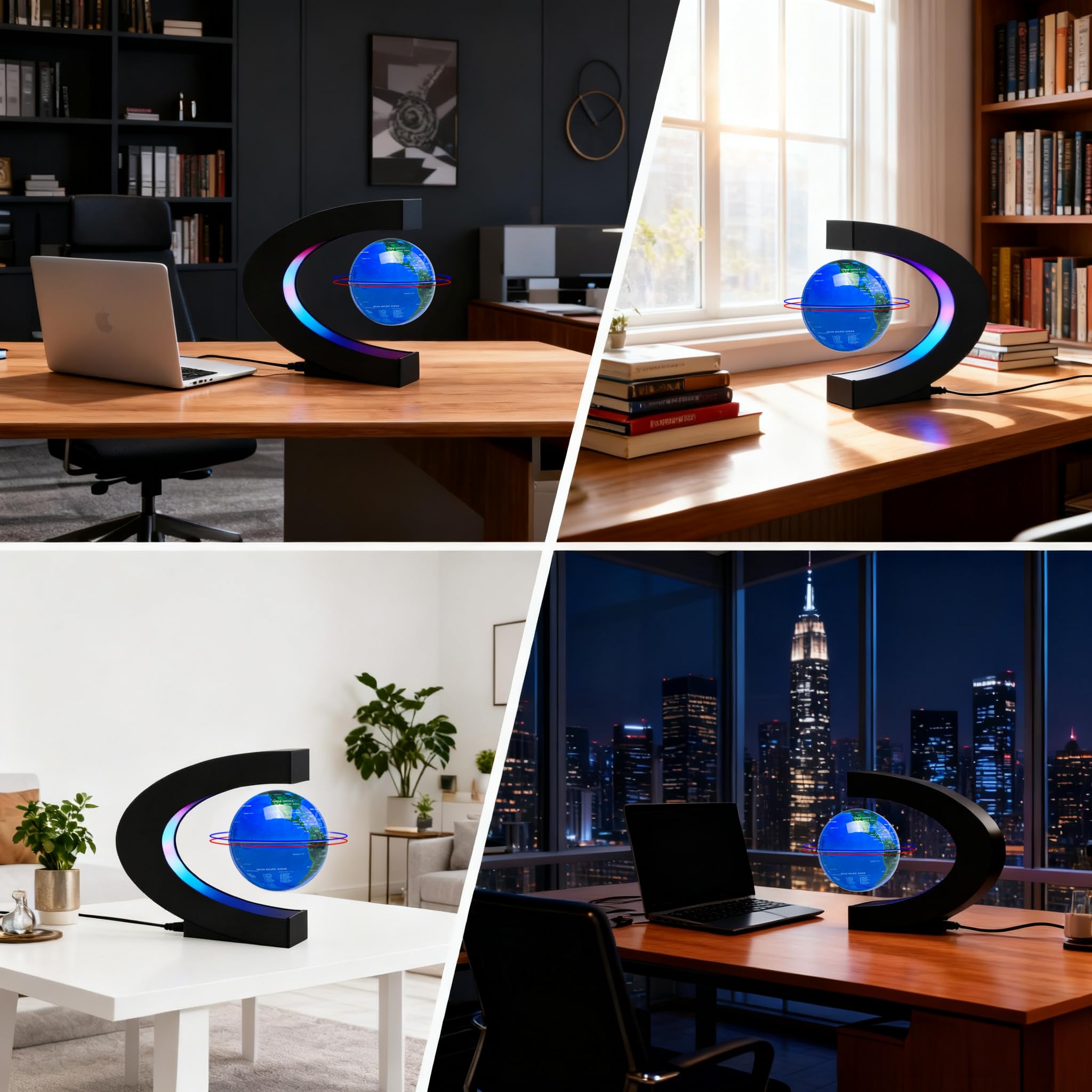 BEBEVOGUE all-in-one box with globe, base, power adapter, and tools.