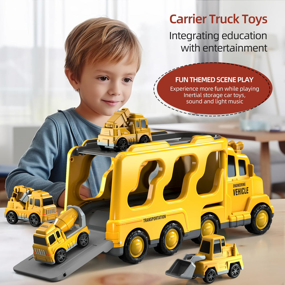 Beby Buty transport truck with tailgate action enhances unloading play.