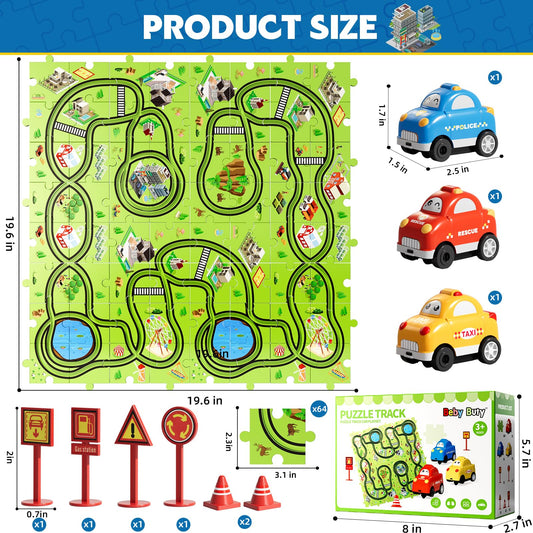 Beby Buty city themed puzzle pieces invite kids to reconfigure layouts.