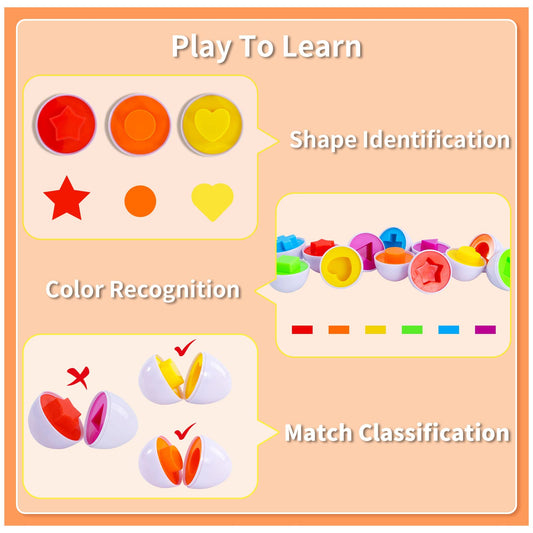 Beby Buty colorful eggs with pegs and holes aid shape recognition and fine motor skills.