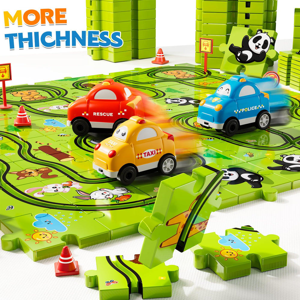 Beby Buty puzzle track disassembles for quick cleaning and portability.