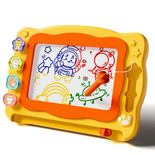 Beby Buty large magnetic drawing board in use for kid's coloring and doodling