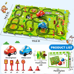Beby Buty red car gliding on a custom track supports pretend-play adventures.