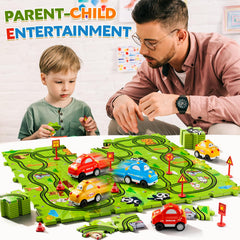 Beby Buty puzzle track pieces and box for easy storage and organization.