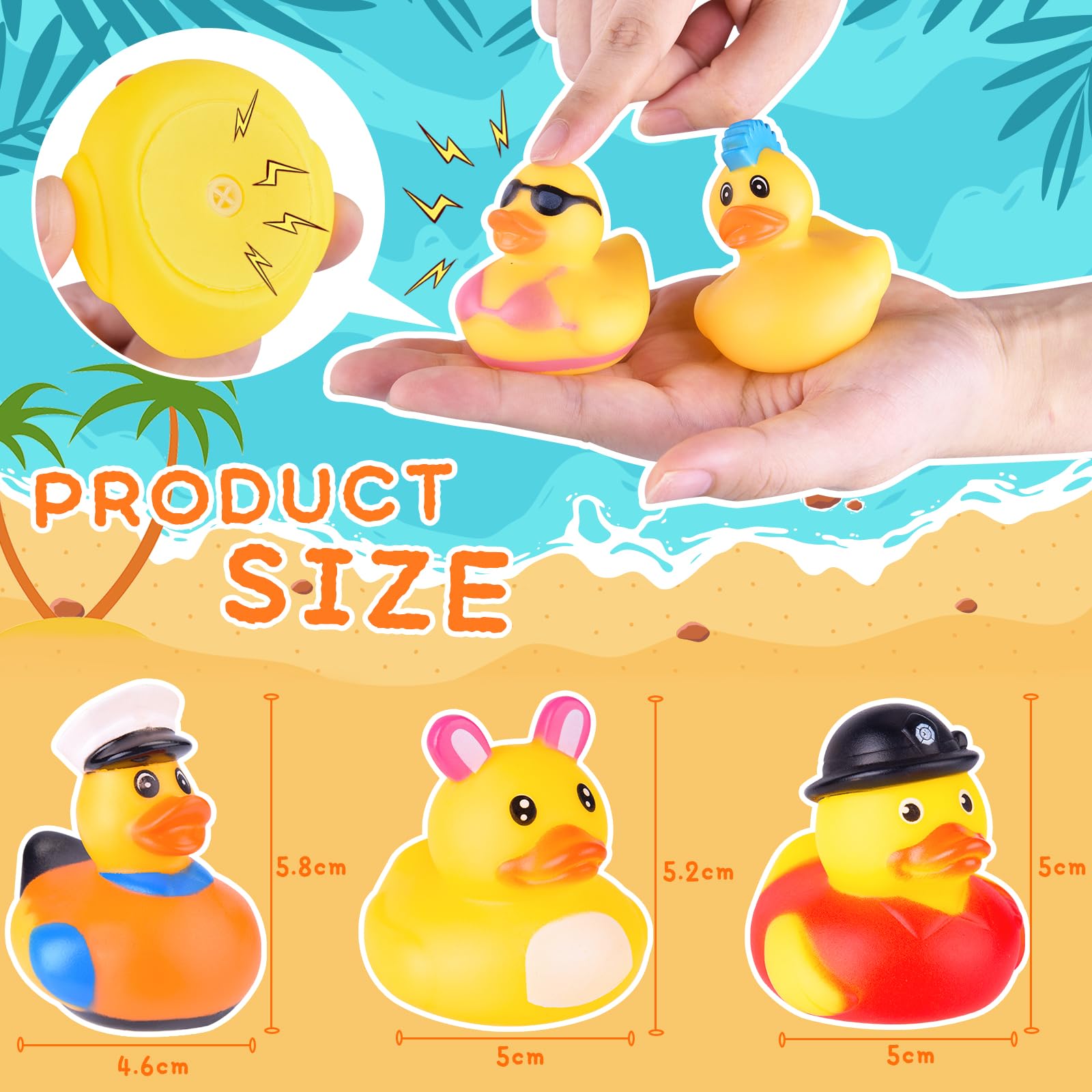 BECEEL mini rubber ducks provide friendly bath-time companions for toddlers