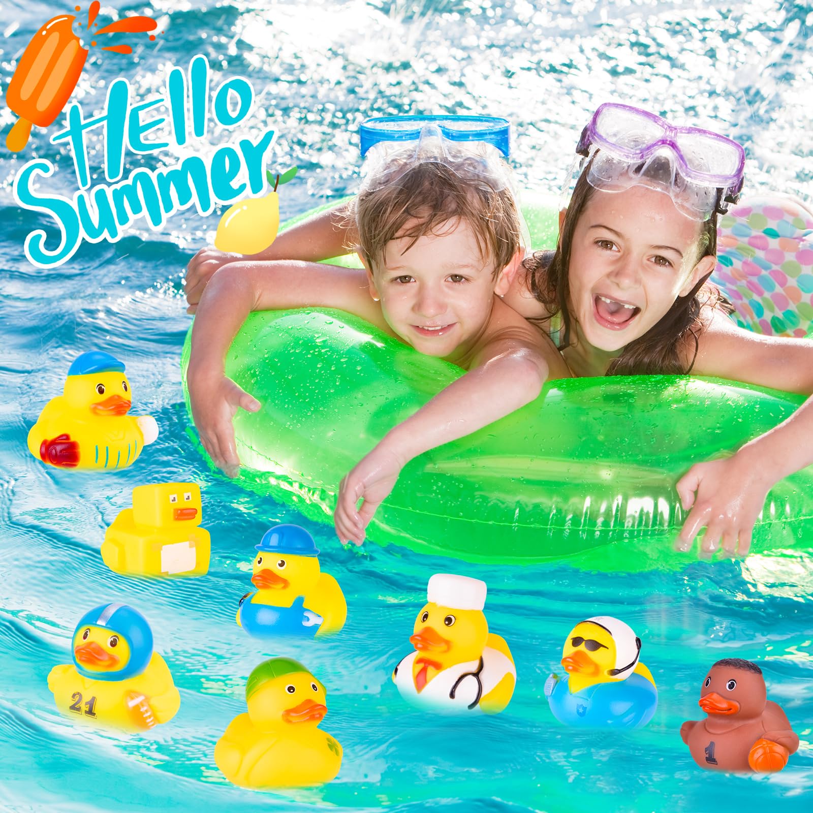 BECEEL multicolor vinyl ducks 2–3 inches durable and kid-safe