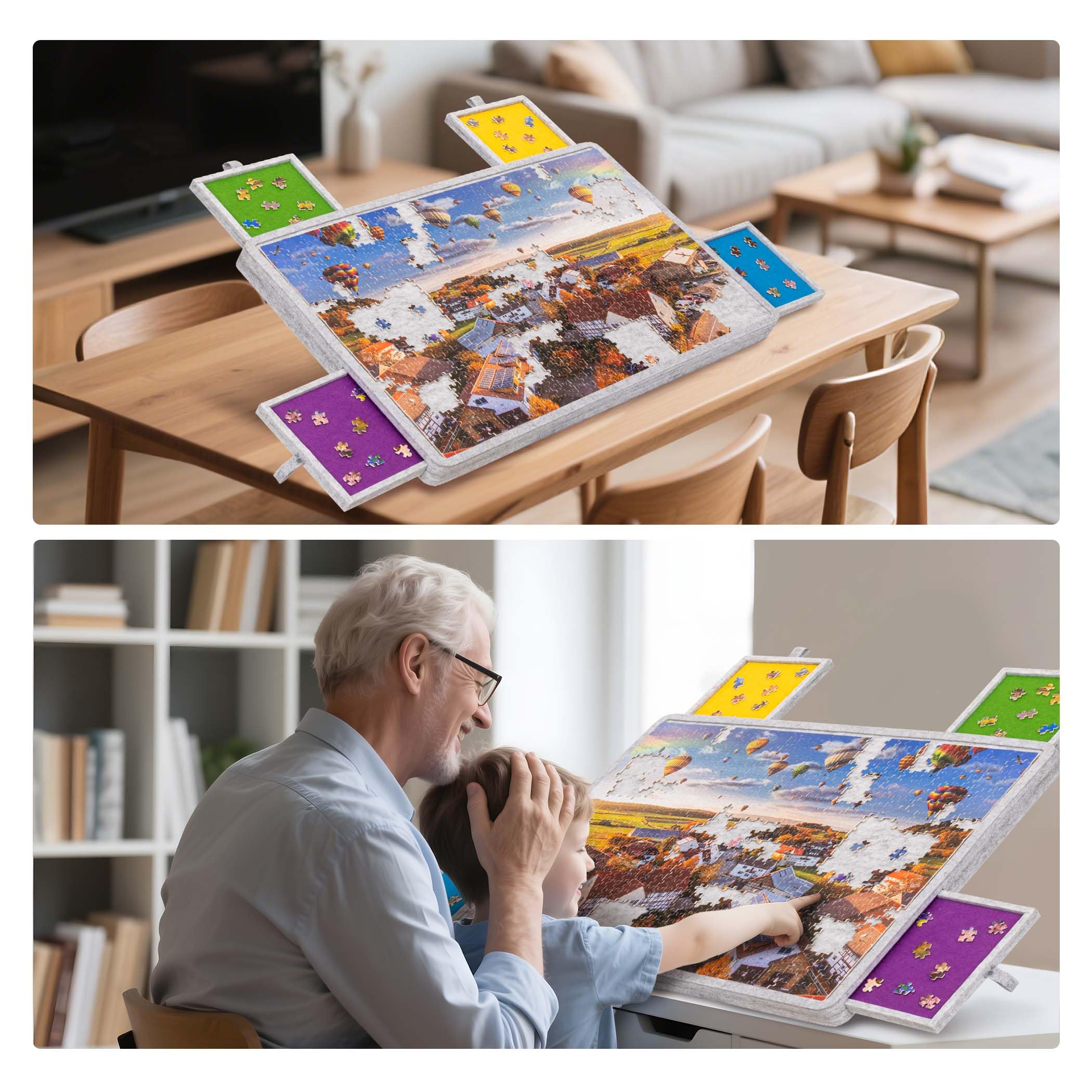 Becko US color-coded drawers simplify sorting and storage of puzzle pieces.