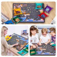 Becko US puzzle board folds flat for compact storage when not in use.