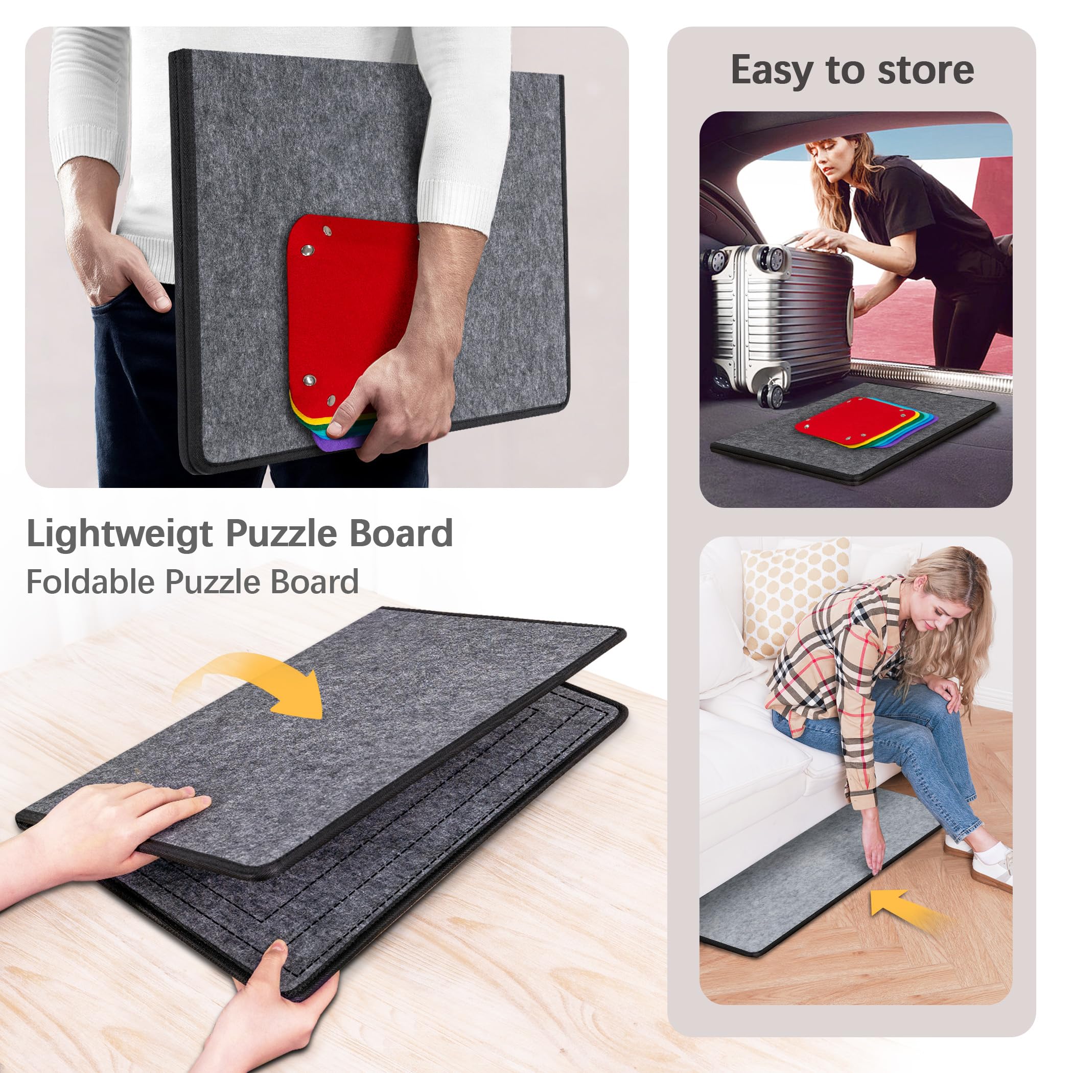 Becko US puzzle board lightweight and portable for easy relocation.
