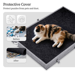 Becko US puzzle table grey felt cover protects unfinished puzzles.
