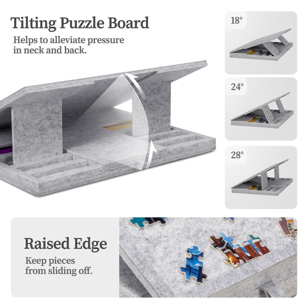 Becko US puzzle table with folding legs for versatile placement.
