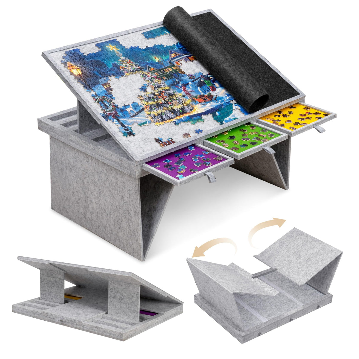 Becko US puzzle table, lightweight design, large surface for 1,000-piece puzzles.