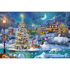 Becko US wooden puzzle snow scene 1000 pieces for family holiday fun