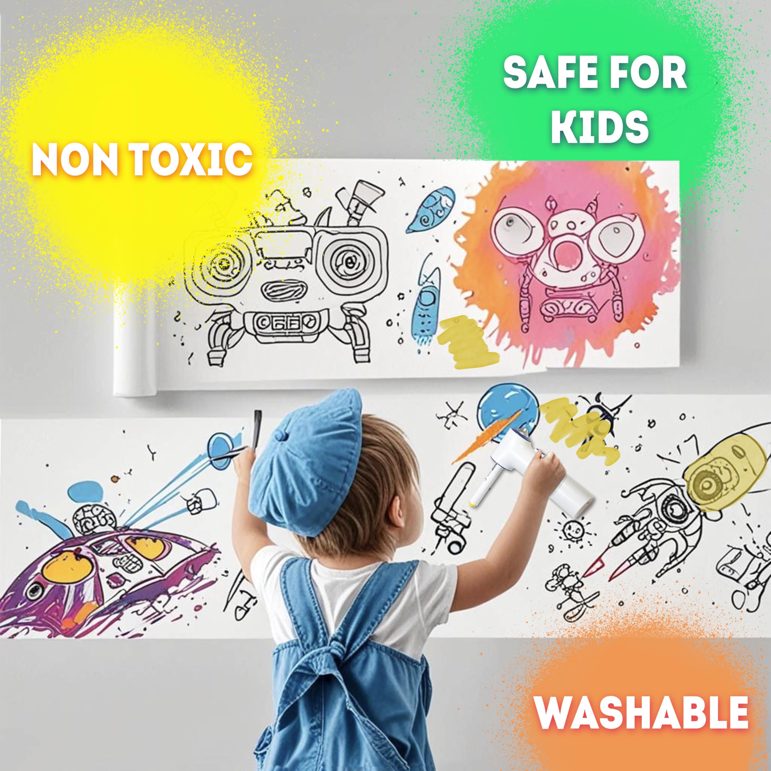 Young artist using cordless device for imaginative spray art with BECUSSITTA
