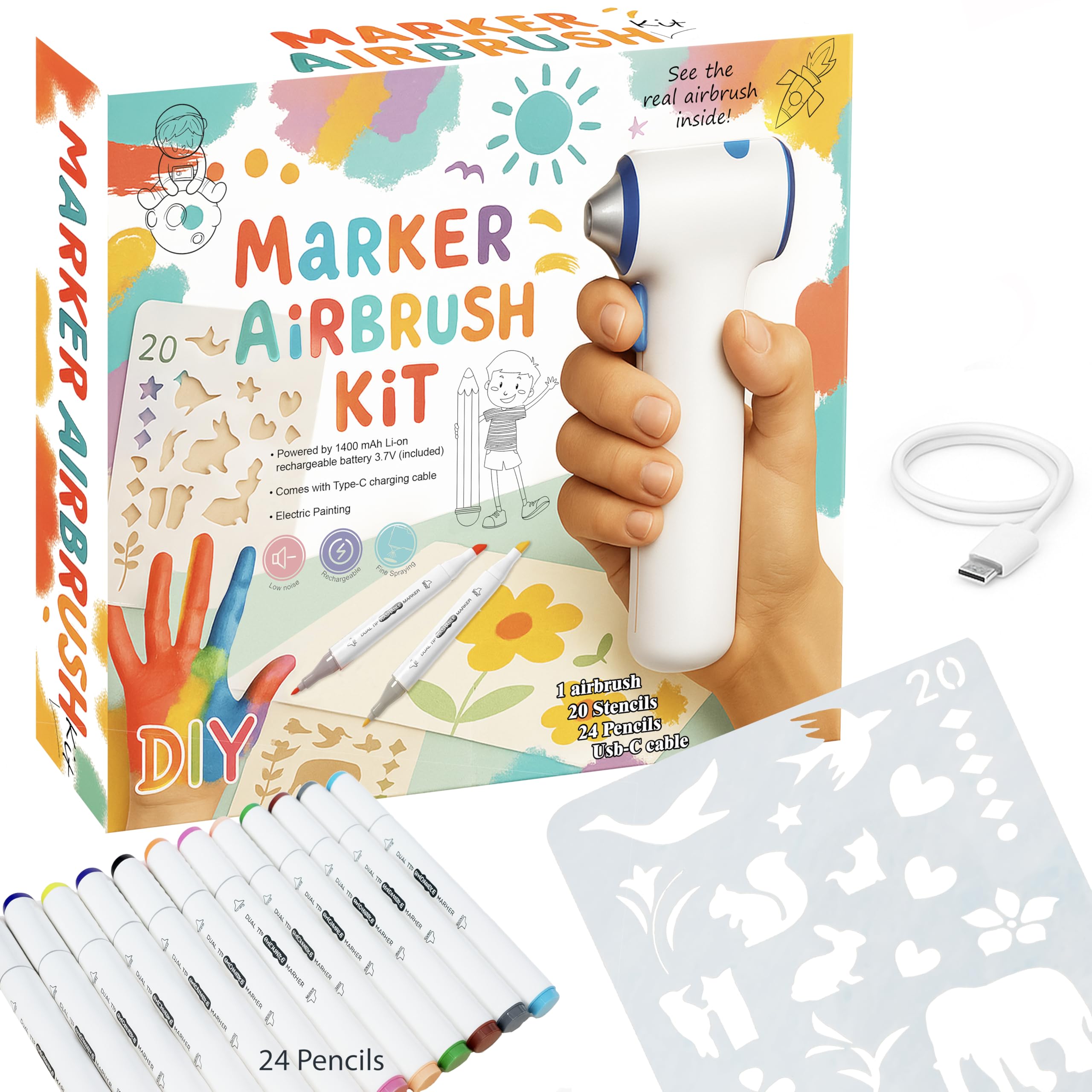 BECUSSITTA Airbrush Sprayer setup for cordless kid-friendly art projects