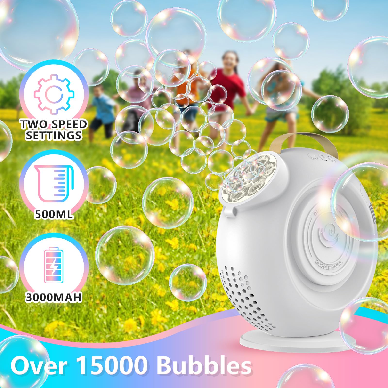 Bedail bubble machine rotates 90 and 360 degrees for lively coverage