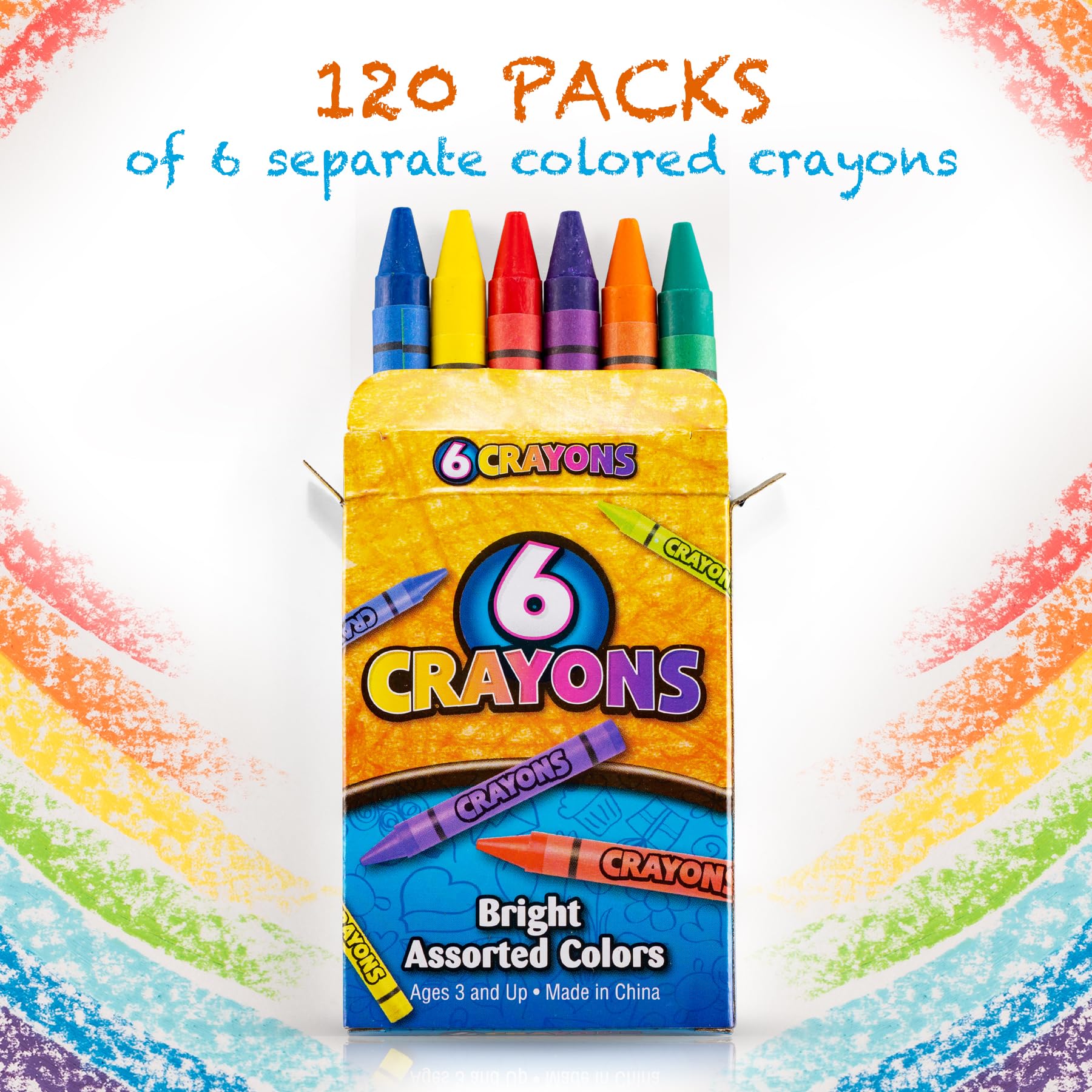Bedwina 120-pack crayons with six colors, perfect for travel and classroom activities.