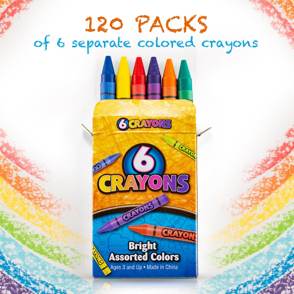 Bedwina 120-pack crayons with six colors, perfect for travel and classroom activities.