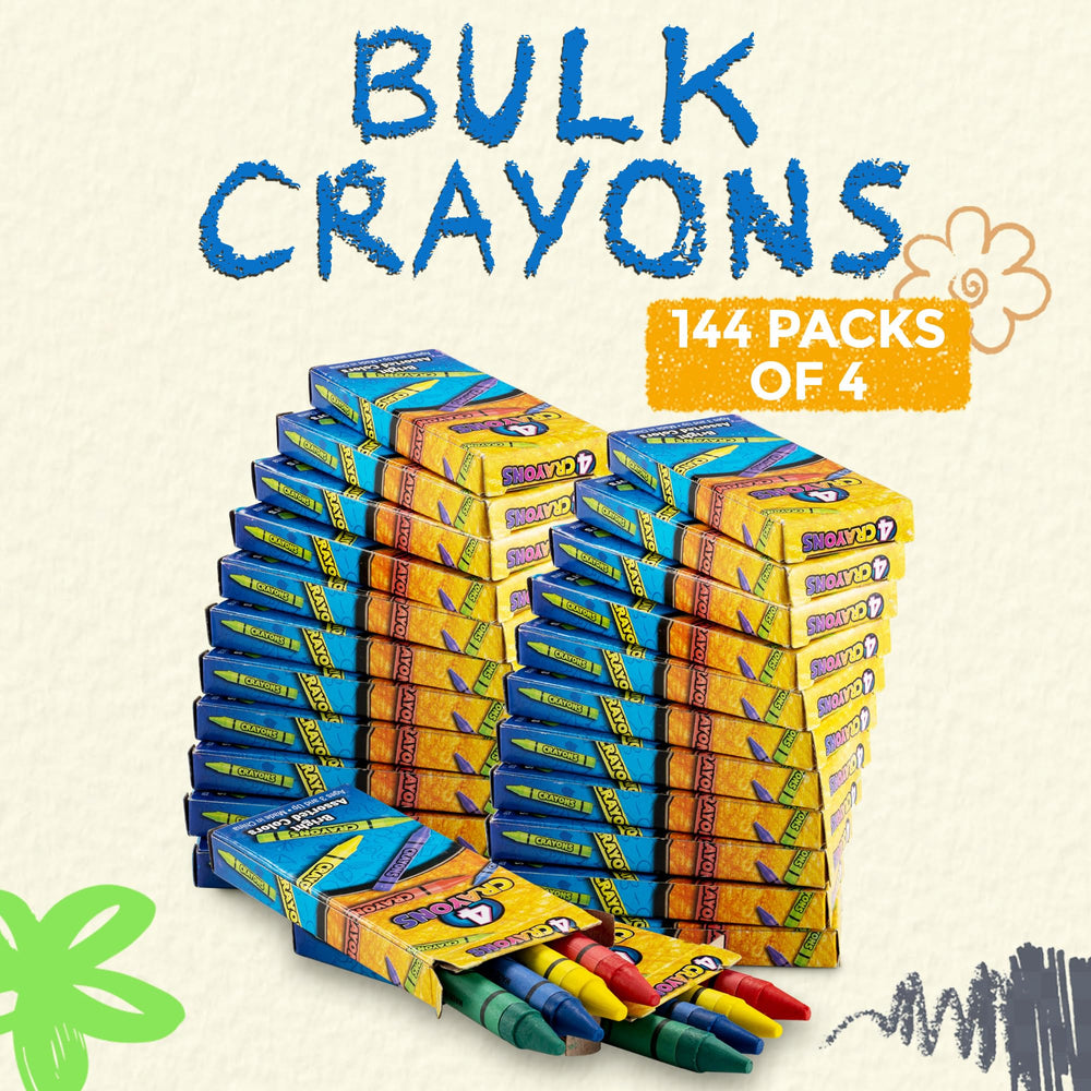 Bedwina 144-pack four-crayon sets offering varied options for projects