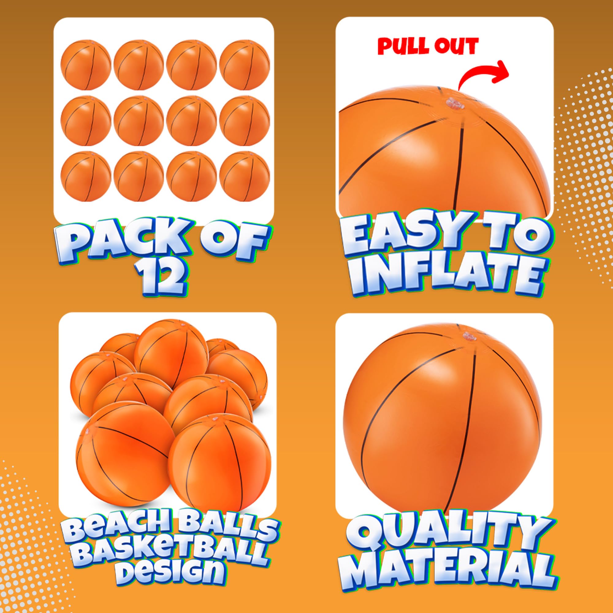 Bedwina 16-inch inflatable basketballs for quick setup and versatile pool or beach games.