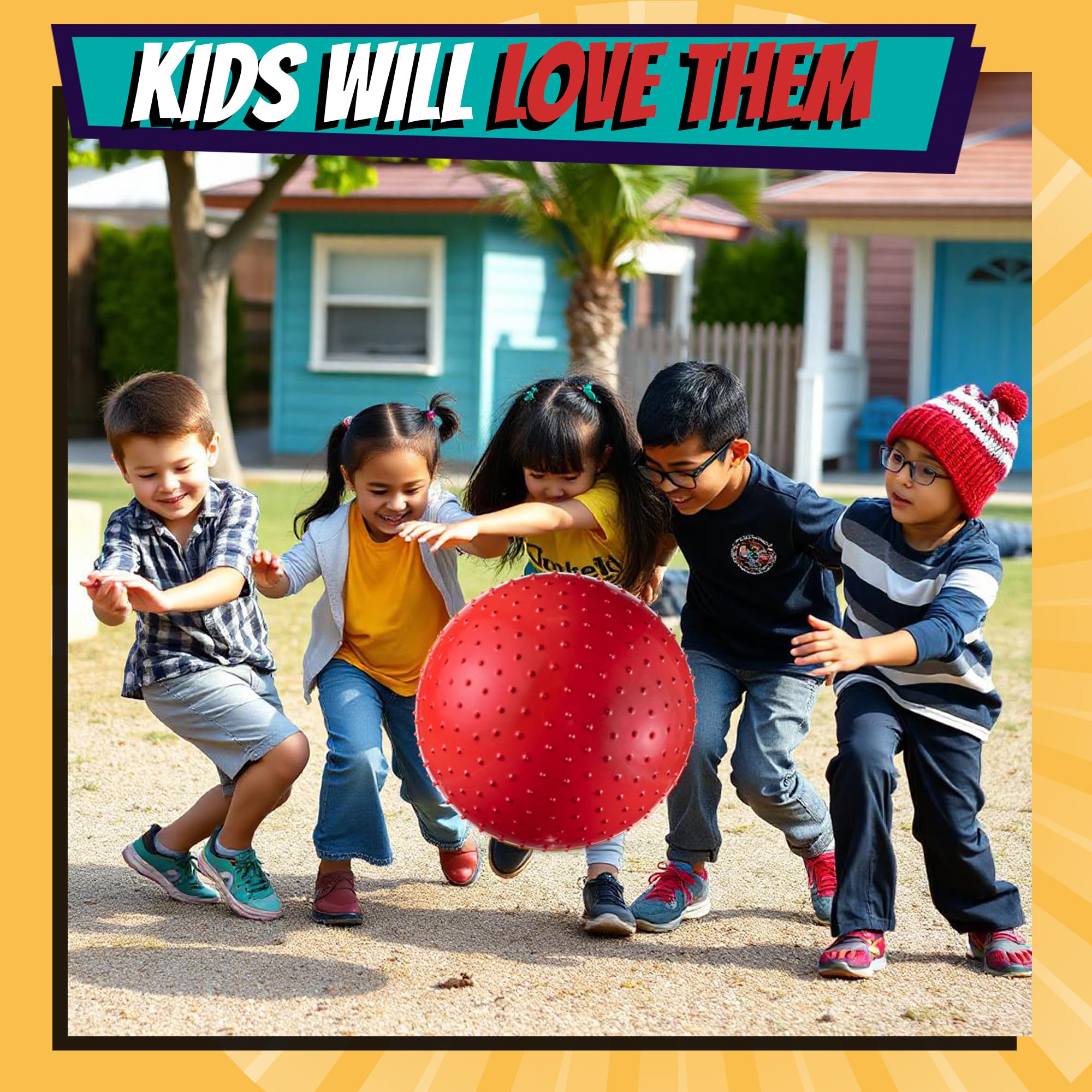 Bedwina blue knobby ball supports throwing and catching for kids.