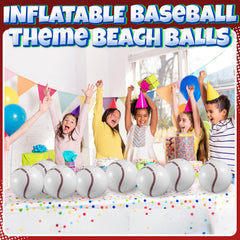 Bedwina 12-pack baseball beach balls arranged for bulk party supplies.