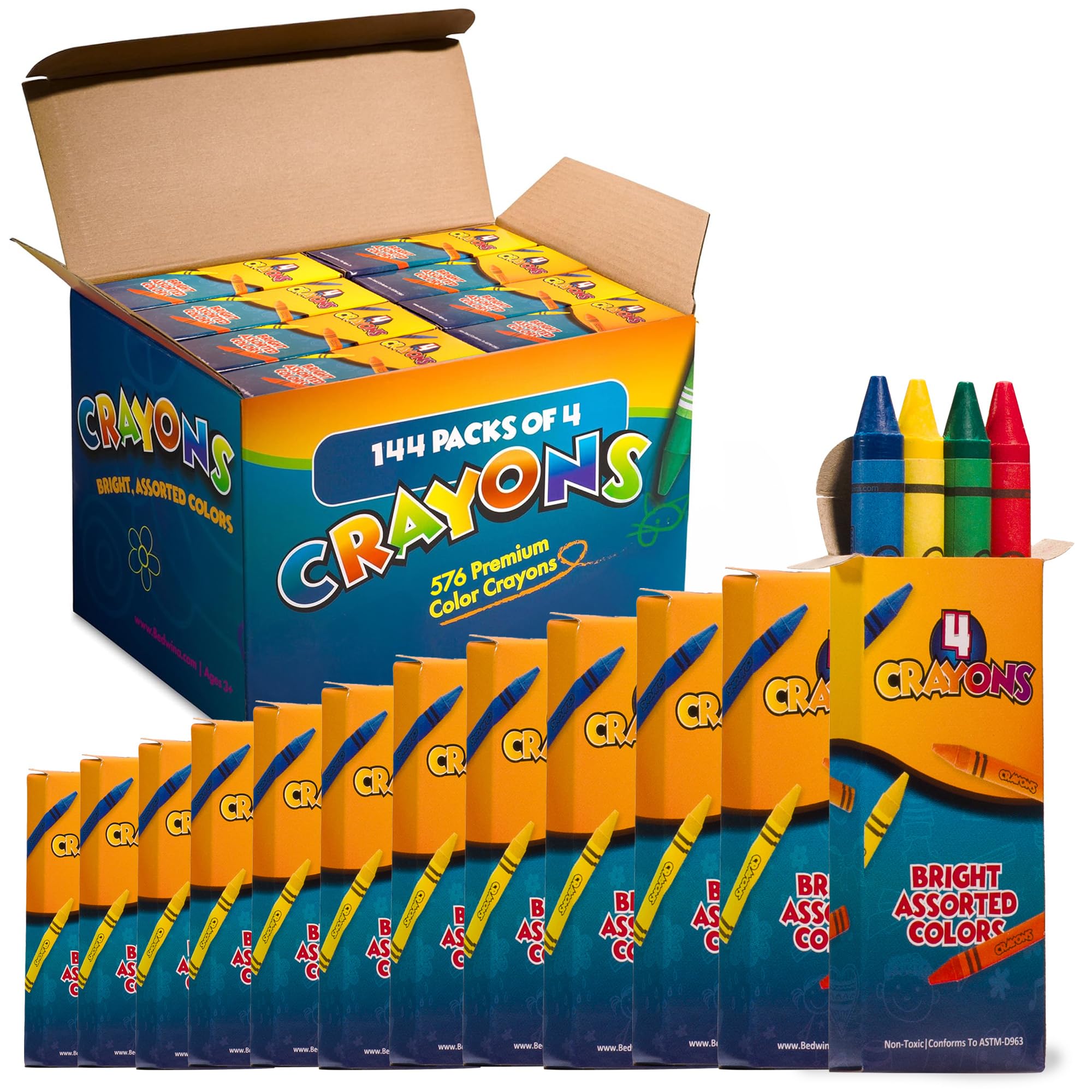 Bedwina bulk crayons showing 576 vibrant colors for classrooms