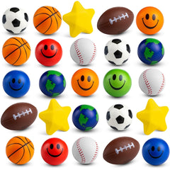 Bedwina bulk mini stress balls 25-pack in assorted shapes, ideal for party favors