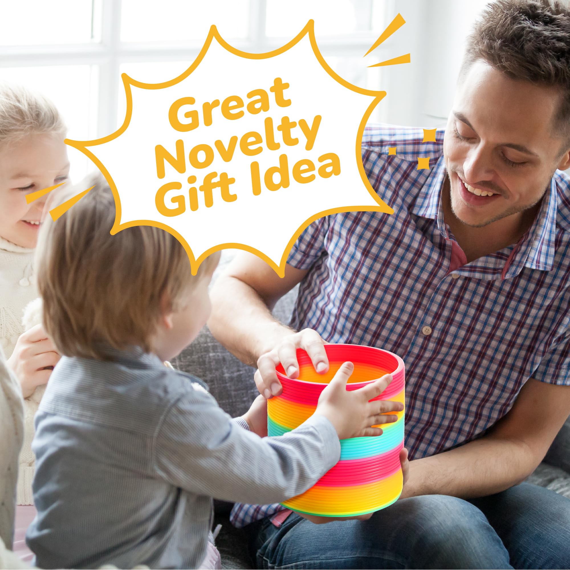 Bedwina rainbow spring coil toy, a bright gift idea for birthdays and parties.