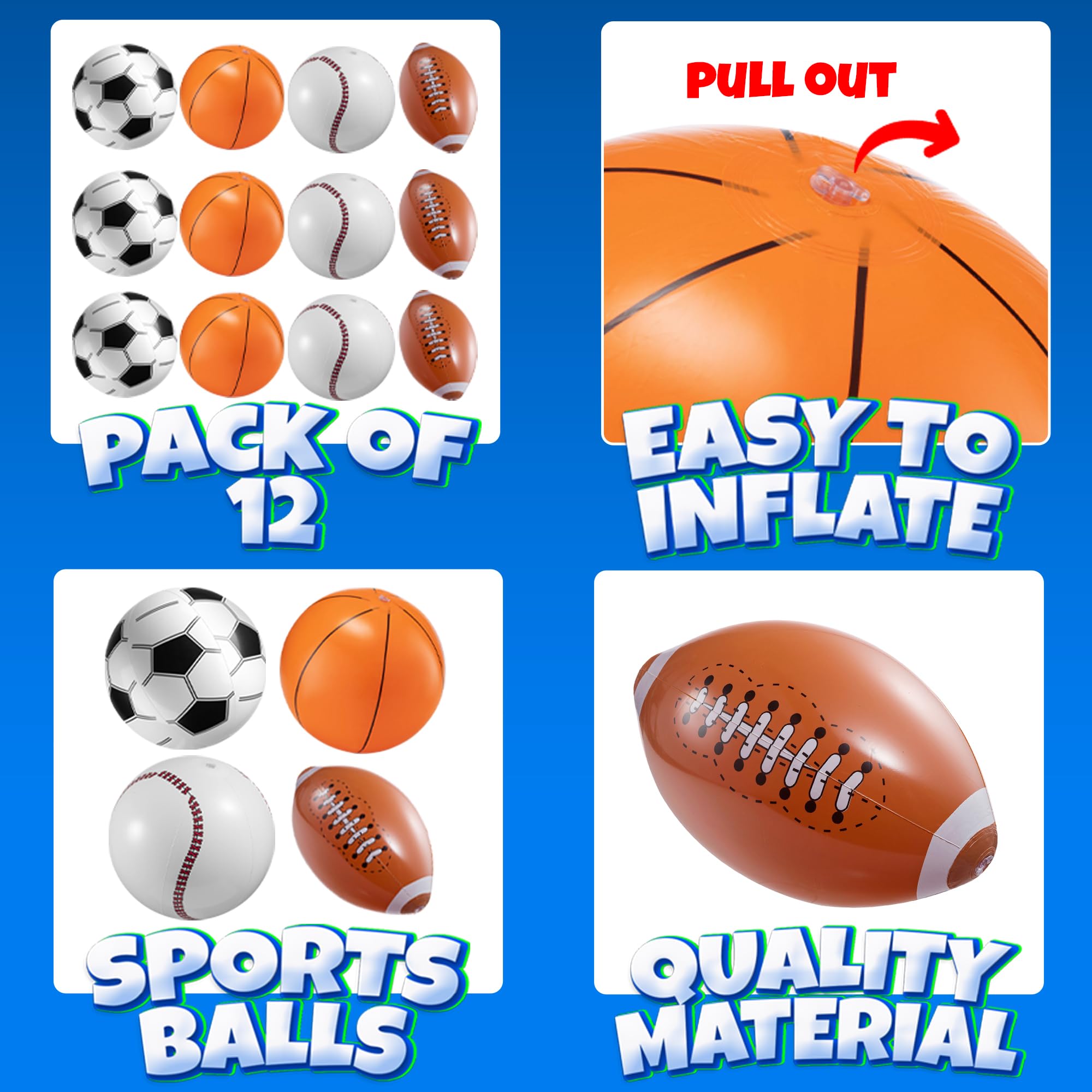 Bedwina easy-inflate valve beach ball for quick setup.