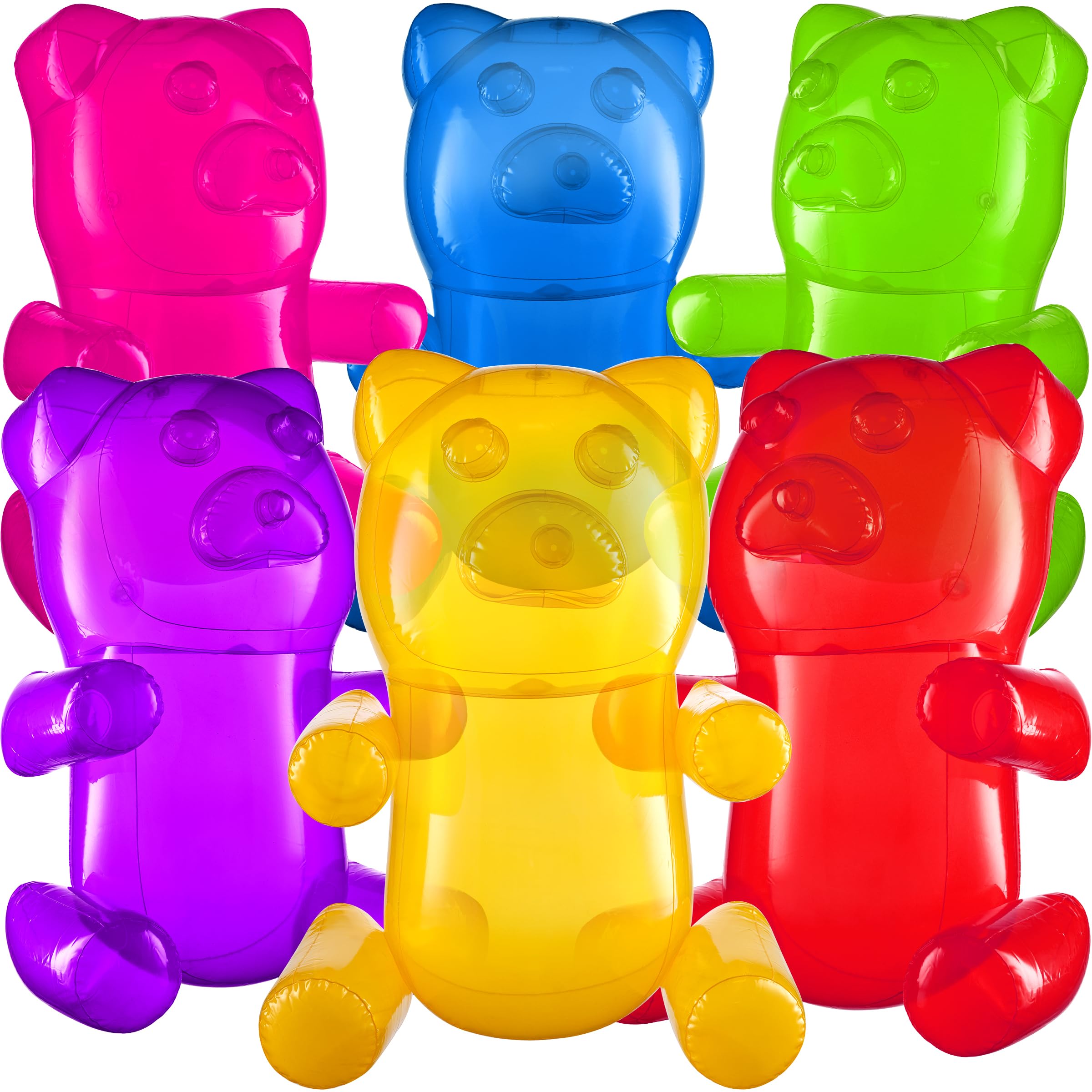 Bedwina 24-inch inflatable gummy bear display adds playful candy-themed flair to parties.