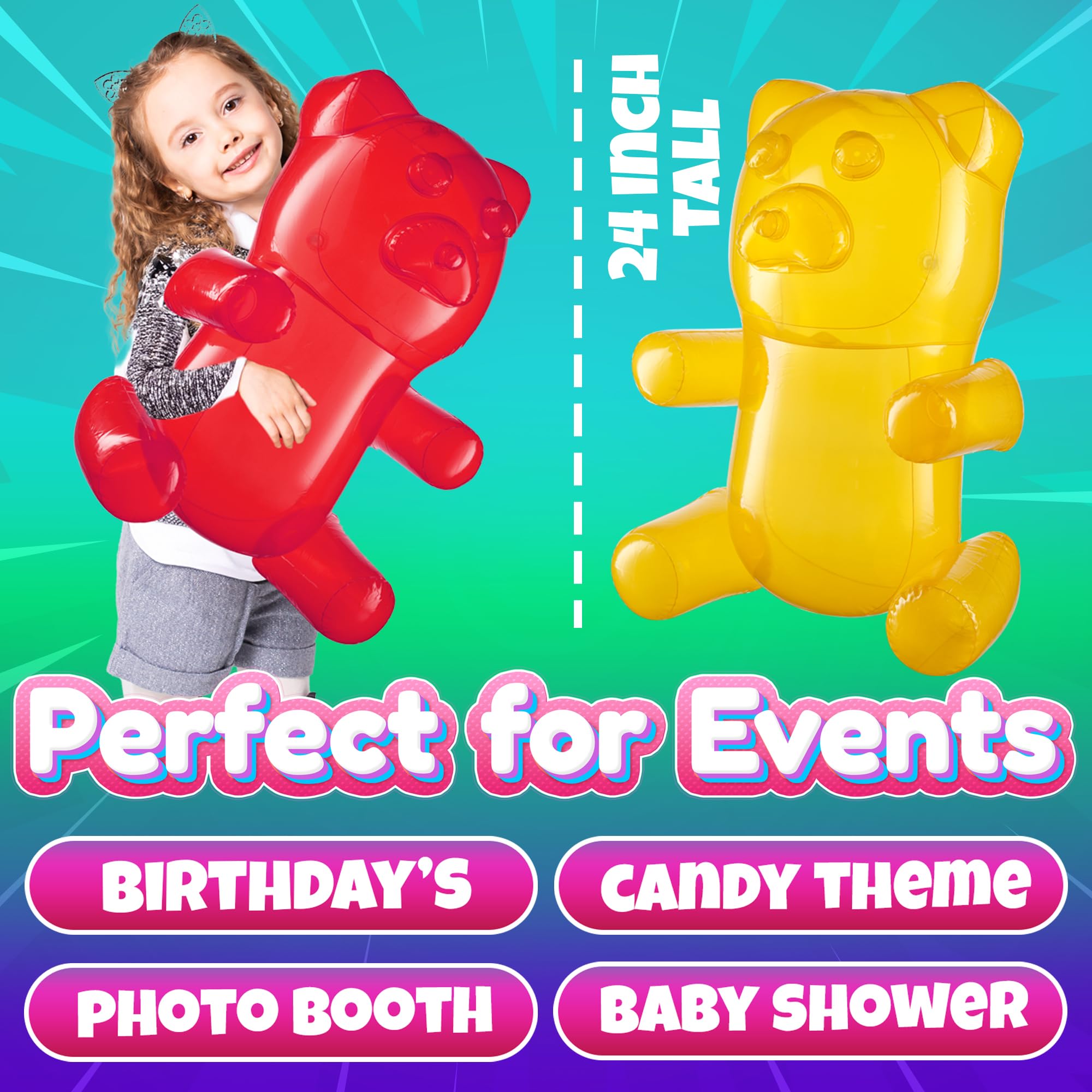 Bedwina gummy bears pool toy brings bright color to outdoor swimming fun.