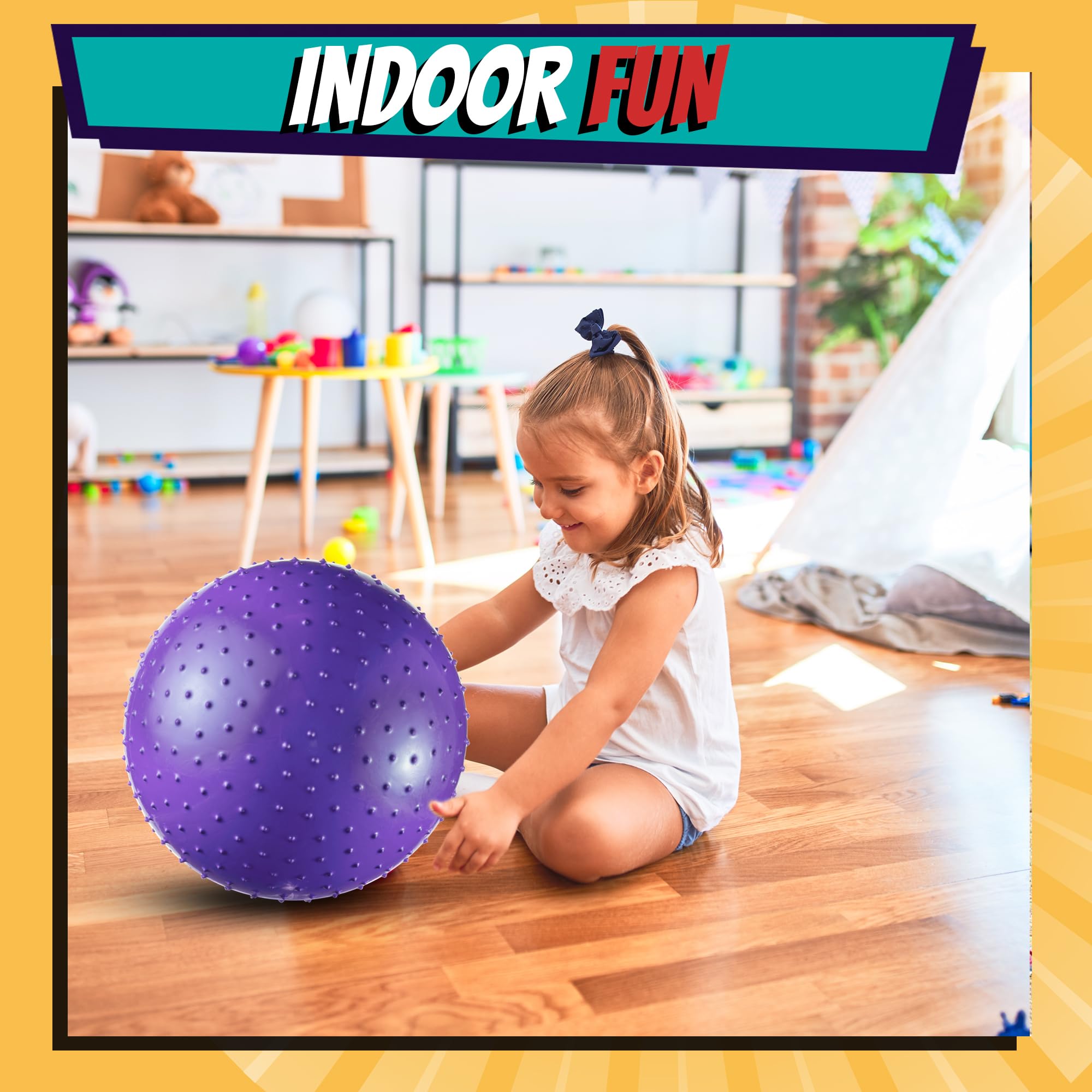 Bedwina hand pump included for quick inflation before play.