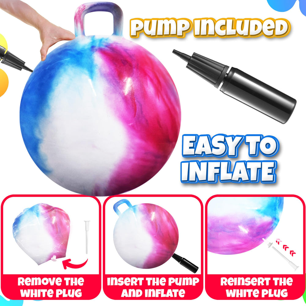 Bedwina hopper ball with easy-grip handle, built to stay inflated during play.
