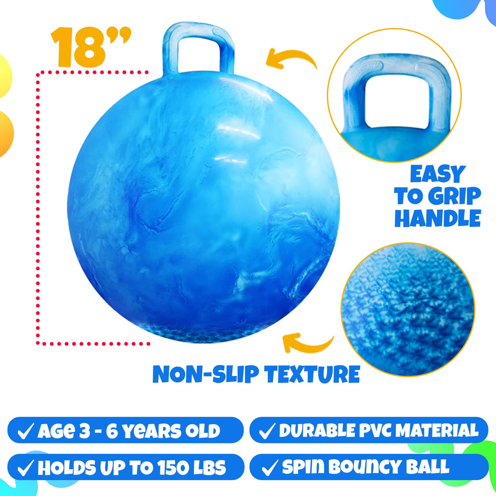 Child bouncing with Bedwina hopper ball and handle during play