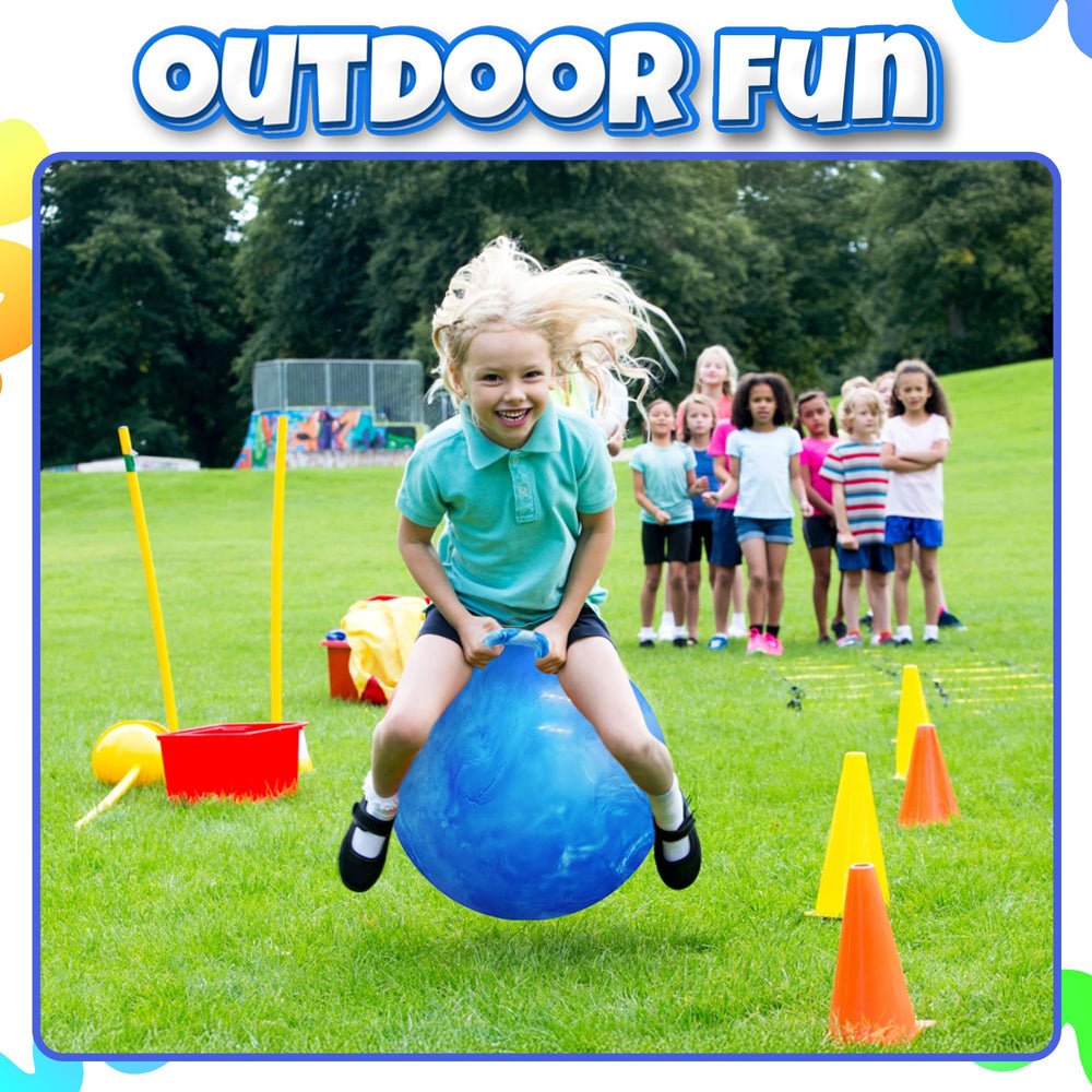 Bedwina hopper ball helps develop coordination and balance during bouncing games.