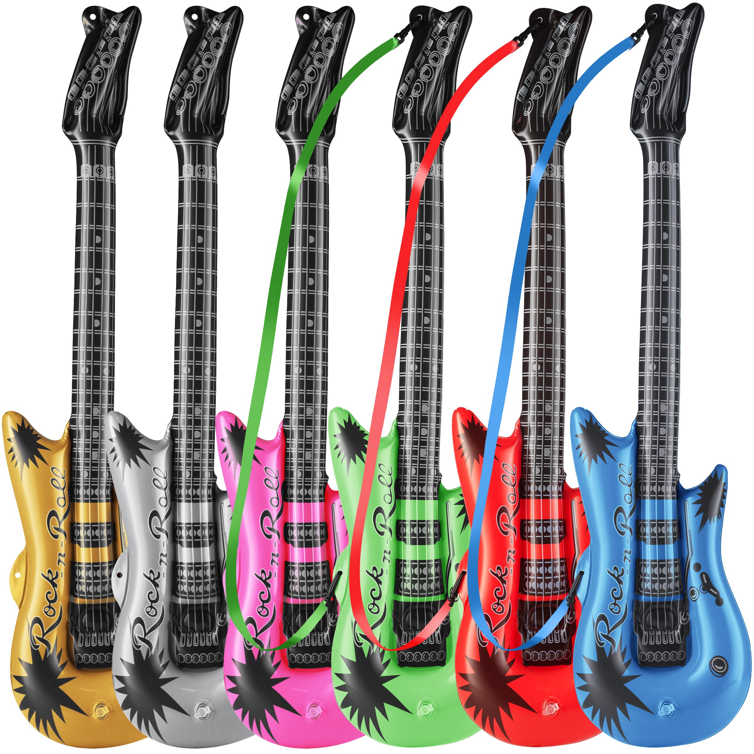 Bedwina pink 36-inch inflatable guitar for vibrant photo booths and playful karaoke sessions.