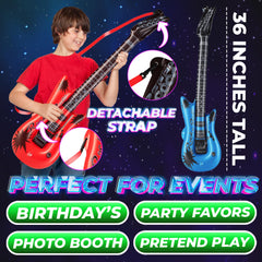 Bedwina inflatable guitar neon blue enhances photo booths and dance floor moments.
