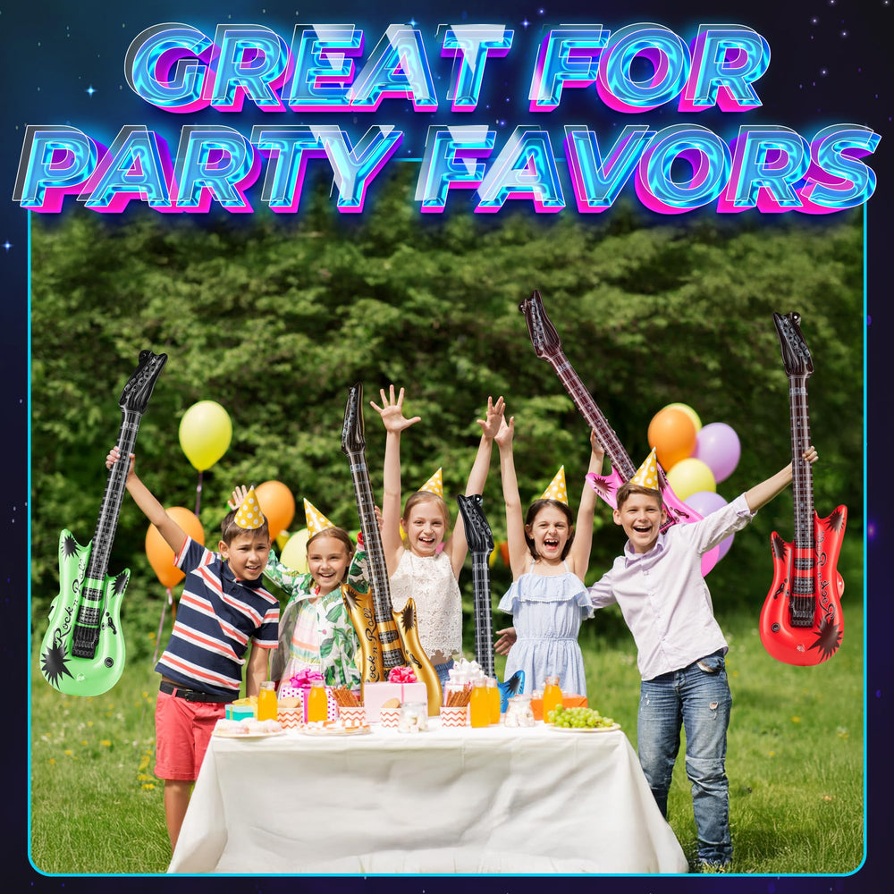 Bedwina inflatable guitar neon red bursts with energy for celebrations.