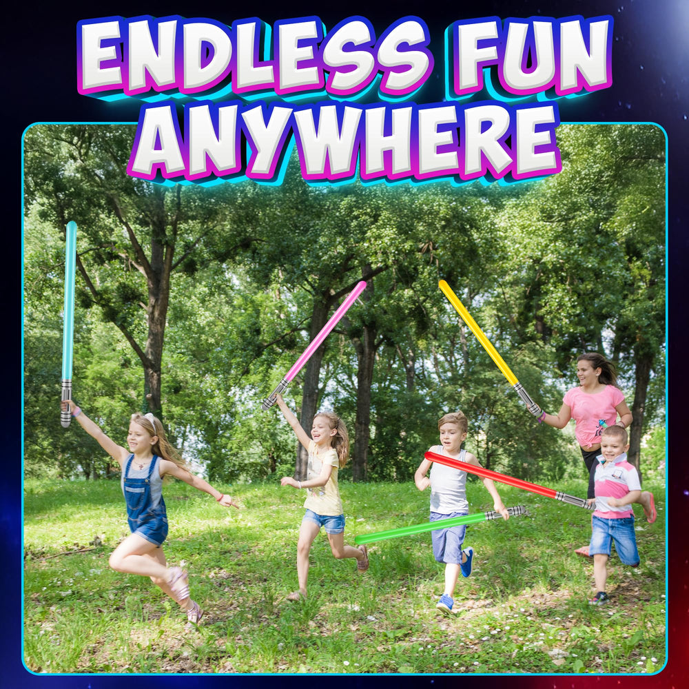 Bedwina green neon sabers provide safe, oversized fun for kids.
