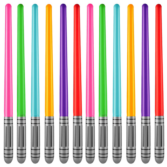 Bedwina inflatable light sabers in yellow neon ideal for party decor and play.