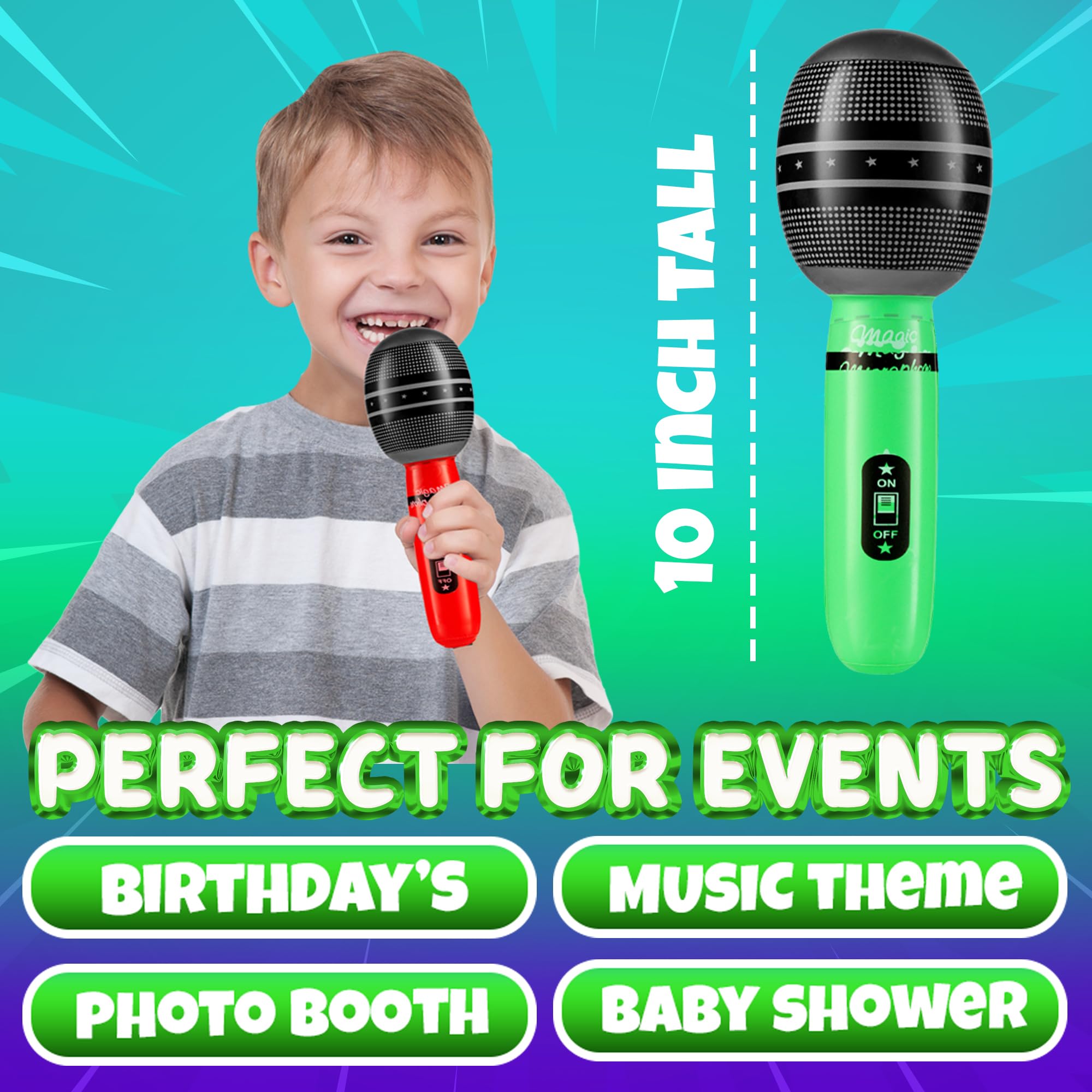 Bedwina inflatable neon microphone lit by stage lights for lively performances.