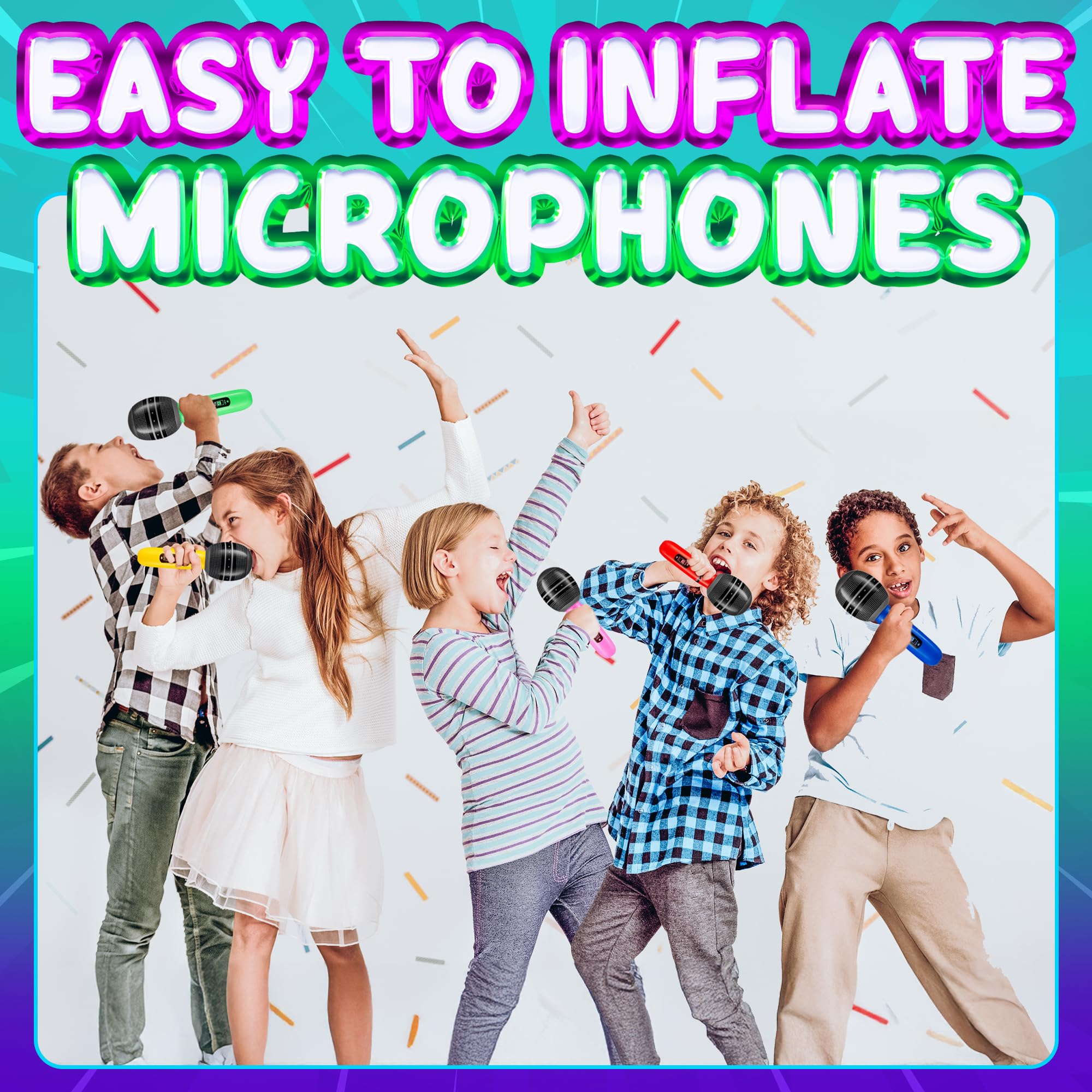 Bedwina neon microphone prop in action—perfect for karaoke and sing-alongs at parties.