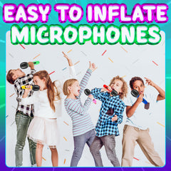 Bedwina neon microphone prop in action—perfect for karaoke and sing-alongs at parties.