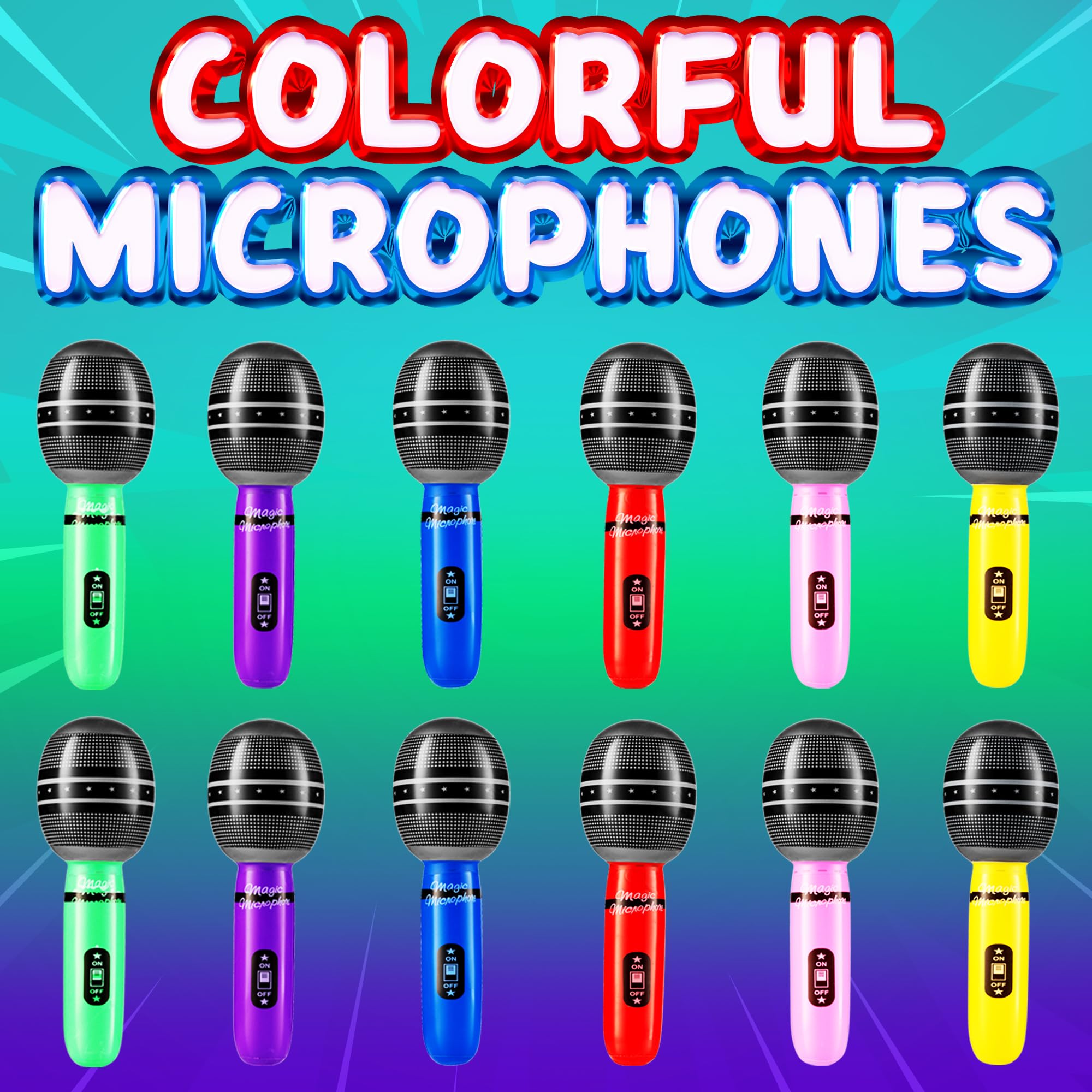Bedwina 10-inch neon microphone decor—colorful party decoration for celebrations.