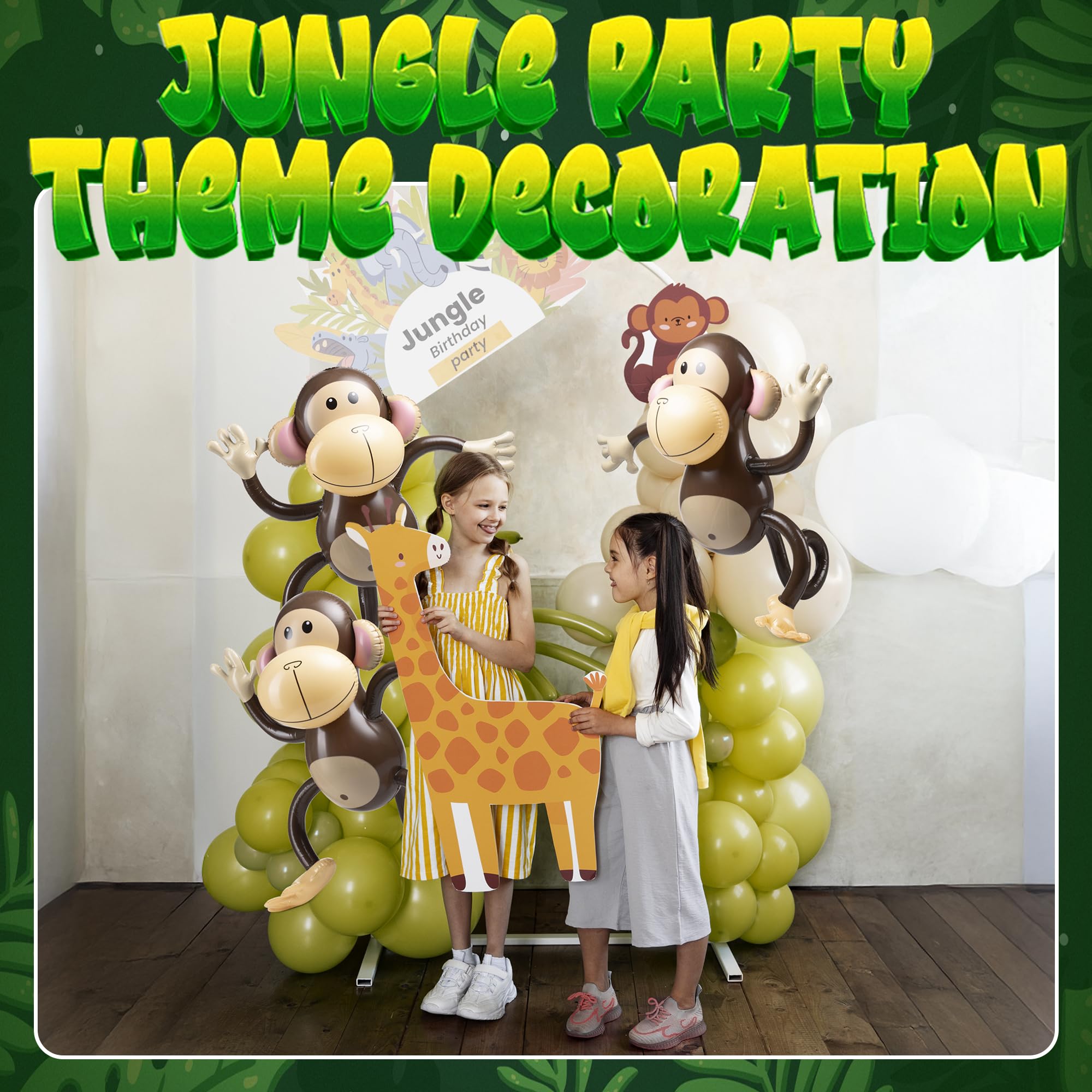 Bedwina inflatable monkey with hanging tab for easy placement