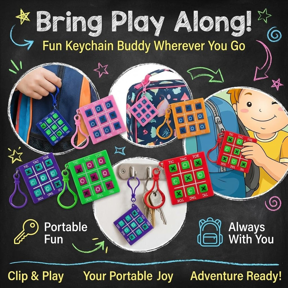 Bedwina keychain game tic tac toe with rotating blocks for play.