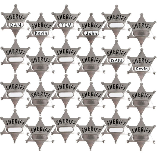 Bedwina sheriff badge back view showing safety pin for easy attachment