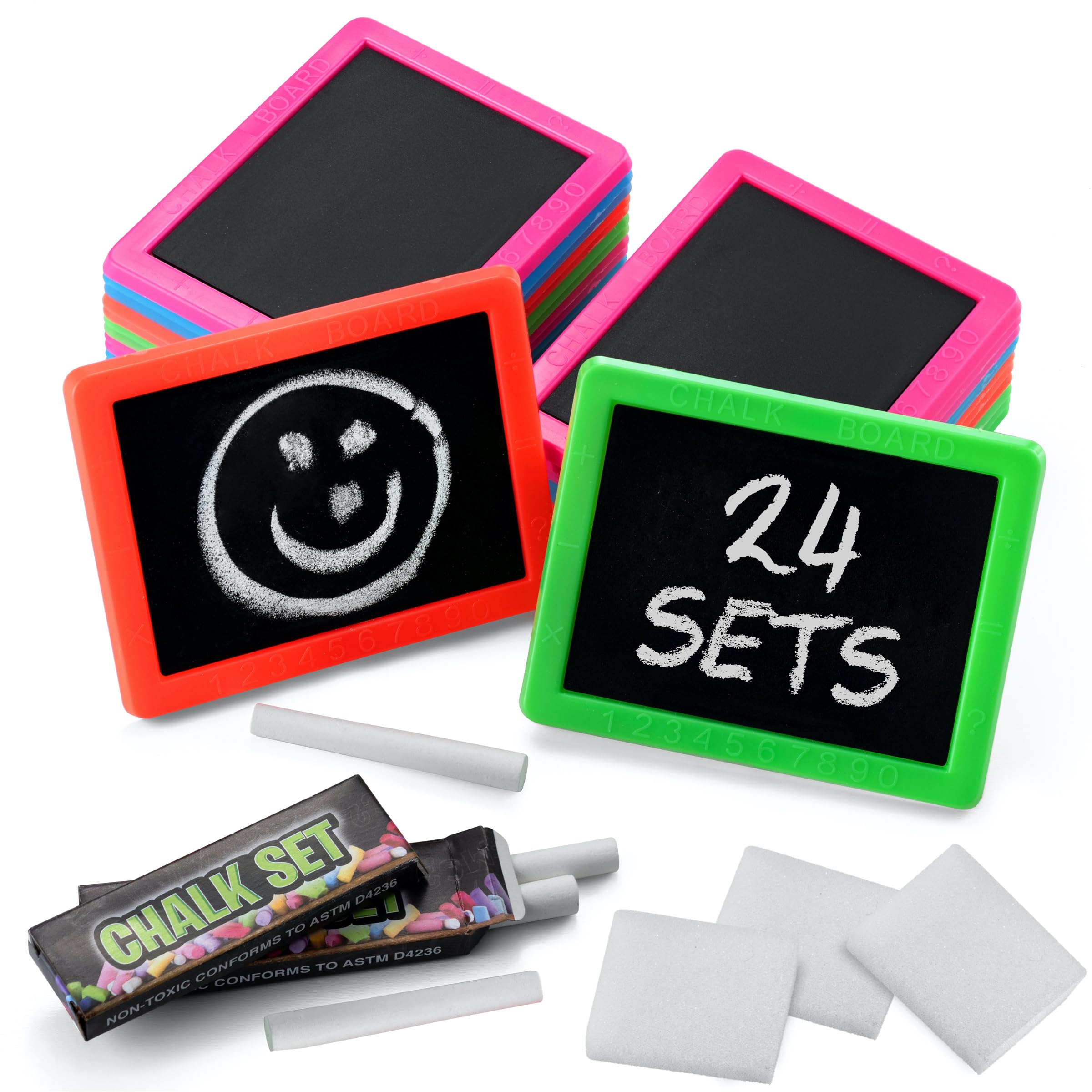 Bedwina mini chalkboard green pack24 showing four color set for classroom activities and goody bags