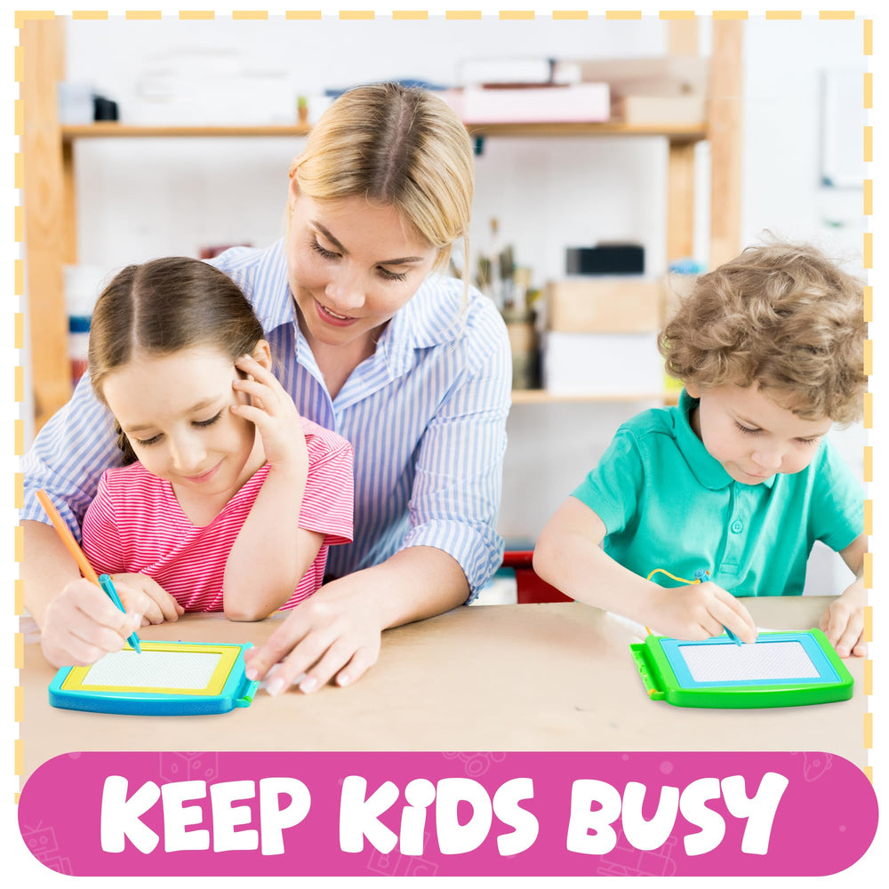 Bedwina mini magnetic drawing board in six colors, perfect for travel and little hands.